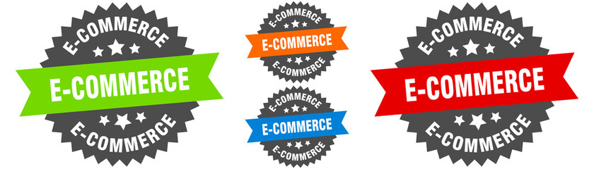 e-commerce sign. round ribbon label set. Seal