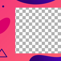 Fluid shapes post. Trendy photo frame post template. Vector social advertising story with dynamic colored elements illustration