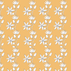 RETRO ILLUSTRATION OF WHITE FLOWERS ON A COLORS BACKGROUND,SEAMLESS PATTERN FOR WALLPAPER
