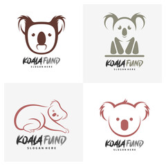 Set of Koala logo design vector. Illustration design koala logo template. Icon Symbol