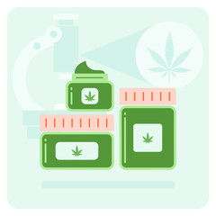 Hemp, Cannabis, Marijuana cream bottles - Alternative healthcare illustration