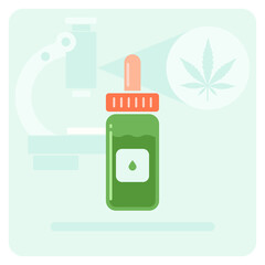 Hemp, Cannabis, Marijuana oil bottle - Alternative healthcare illustration