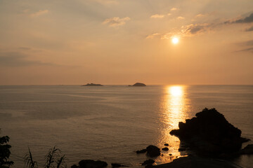 長崎県長崎市　夕暮れの軍艦島