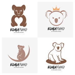 Set of Koala logo design vector. Illustration design koala logo template. Icon Symbol