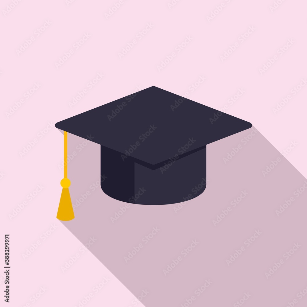 Sticker graduation hat icon. flat illustration of graduation hat vector icon for web design