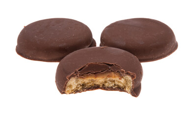 cookies in chocolate glaze isolated