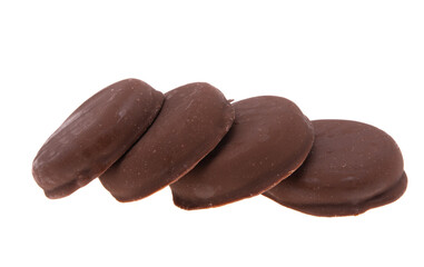 cookies in chocolate glaze isolated