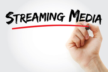 Streaming media text with marker, concept background