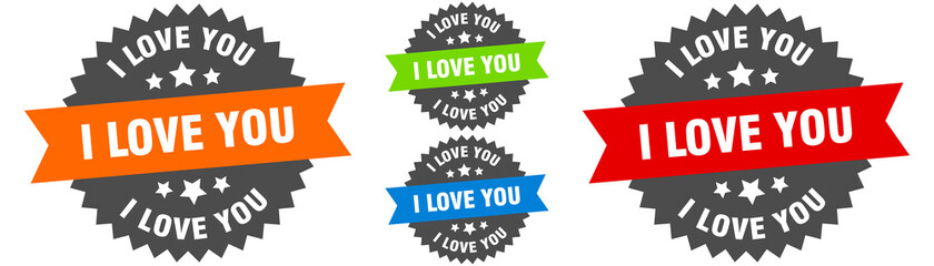 i love you sign. round ribbon label set. Seal