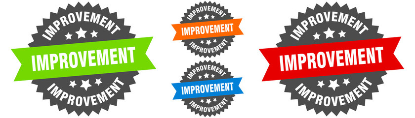 improvement sign. round ribbon label set. Seal