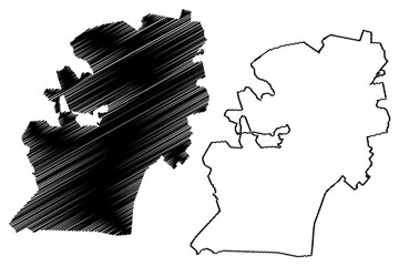 Pietermaritzburg City (Republic of South Africa, RSA, KwaZulu-Natal Province) map vector illustration, scribble sketch City of Maritzburg or umGungundlovu map