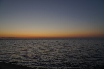 Sun rising over the sea. Dawn over the Sea of Azov.