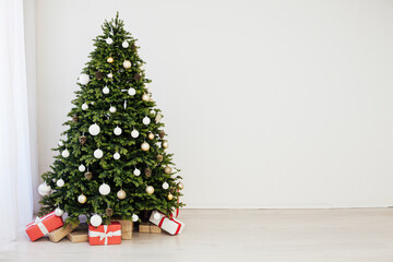 Christmas tree tree tree branch pine new year decor presents a white background place for inscription