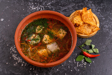 Incredibly delicious and bright still life with pike ear