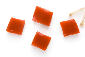 Collagen jelly isolated on white background.