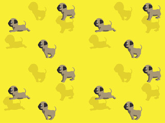 Fototapeta na wymiar Animal Animation Dog Pug Cartoon Vector Illustration Seamless Background-01