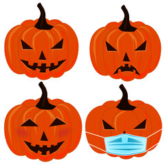 Halloween pumpkins have different moods.