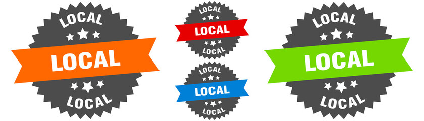 local sign. round ribbon label set. Seal