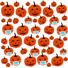 This is a vector background pattern made of Halloween pumpkins.