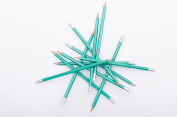 A large number of pencils on a white background - Powered by Adobe