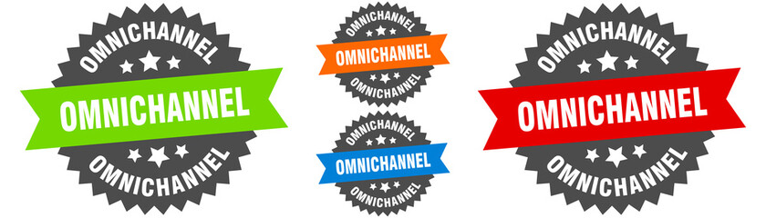 omnichannel sign. round ribbon label set. Seal