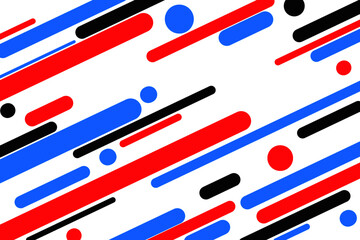 Geometric minimalist flat cover pattern. Abstract design for advertising, commercial banner or business card design. Red, blue and black color motion lines on empty white background