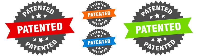 patented sign. round ribbon label set. Seal