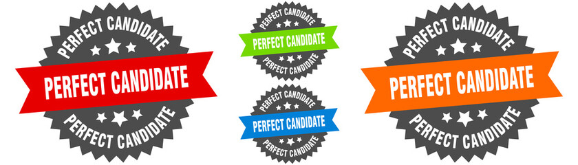 perfect candidate sign. round ribbon label set. Seal