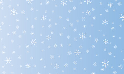 Snow background. Winter snowfall. White snowflakes on blue sky. Christmas background. Falling snow.