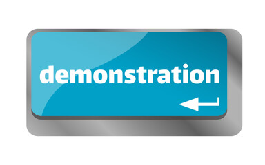 Demonstration . Close up of keyboard, enter computer key.