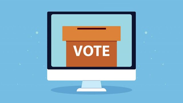 election day democratic animation with voting box in desktop