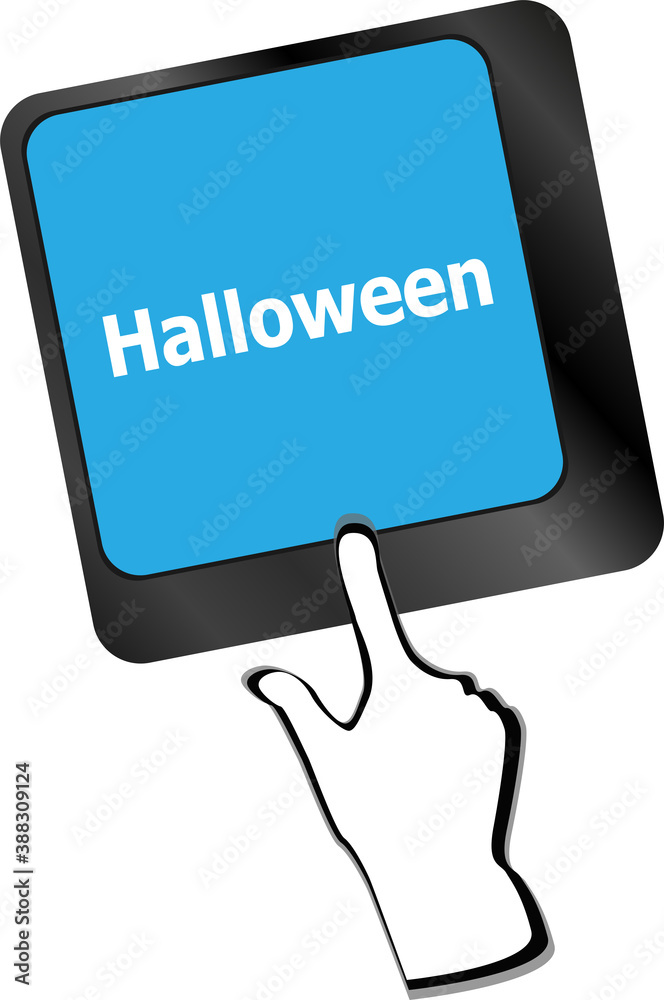 Poster halloween key on computer keyboard keys isolated