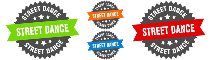 street dance sign. round ribbon label set. Seal