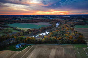 Obraz premium Drone Sunrise in Plainsboro Princeton New Jersey