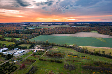 Fototapeta na wymiar Drone Sunrise in Plainsboro Princeton New Jersey