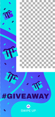 Naklejka premium Giveaway story. Abstract social media story template. Illustration info editable swipe up, trendy give away poster vector