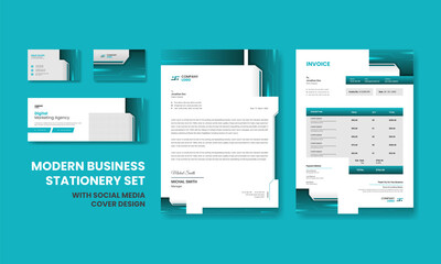 Corporate modern look business stationery design, technology stationery  design 