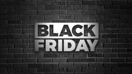 Black Friday Sale Text Over Black Brick Wall Background Texture