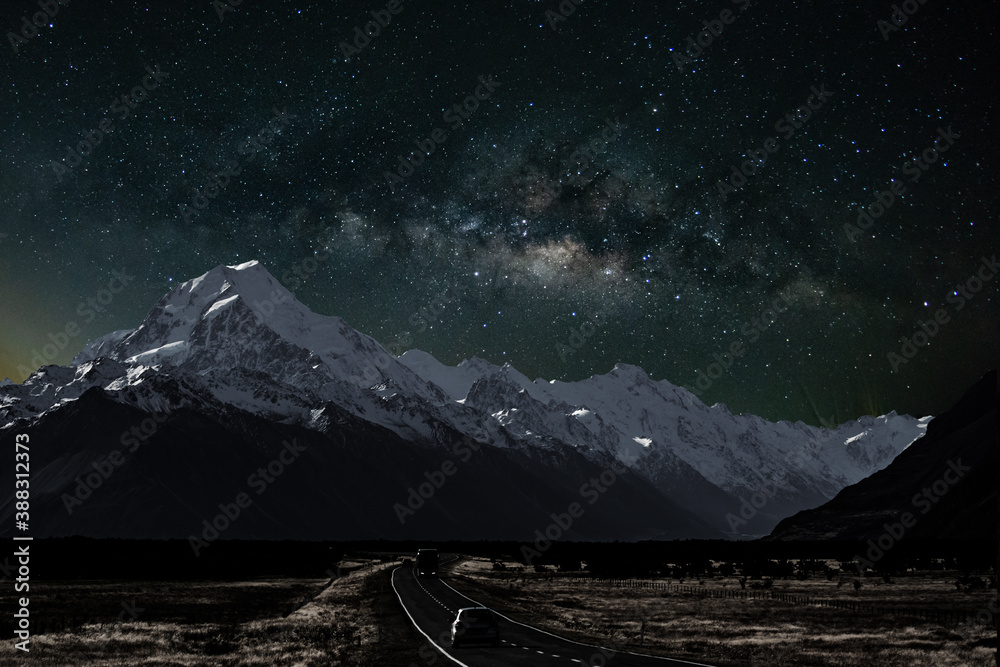 Wall mural milky way with stars shining brightly beautiful at night