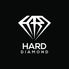lettering Hard with diamond sign, Design element for logo, poster, card, banner, emblem, t shirt. Vector illustration