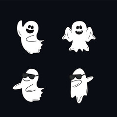 Set of Halloween Ghost Vector
