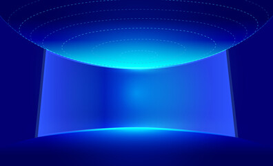 The blue sphere has a futuristic spatial background.