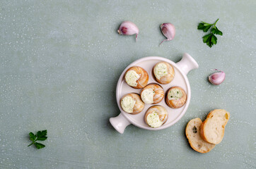 Traditional escargot with garlic butter