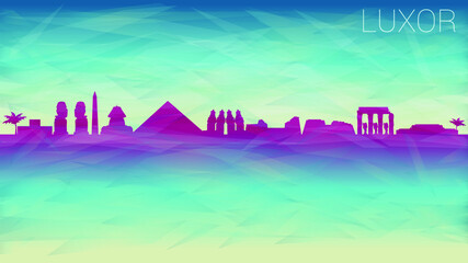 Luxor Egypt. Broken Glass Abstract Geometric Dynamic Textured. Banner Background. Colorful Shape Composition.