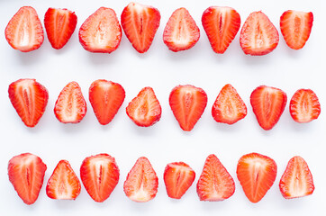 red raw fresh strawberries, close view 