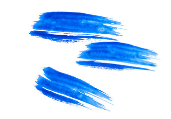 Many of brush stroke blue watercolor isolated on white background