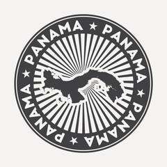 Panama round logo. Vintage travel badge with the circular name and map of country, vector illustration. Can be used as insignia, logotype, label, sticker or badge of the Panama.