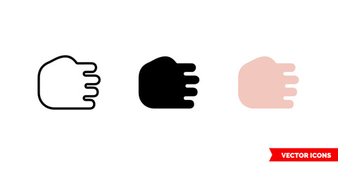 Hand rock icon of 3 types color, black and white, outline. Isolated vector sign symbol.