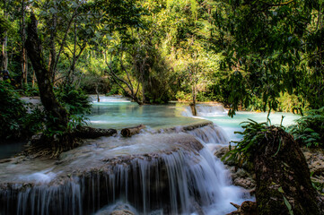 Fototapeta na wymiar Kuang Si Waterfalls near Luang Prabang, Laos