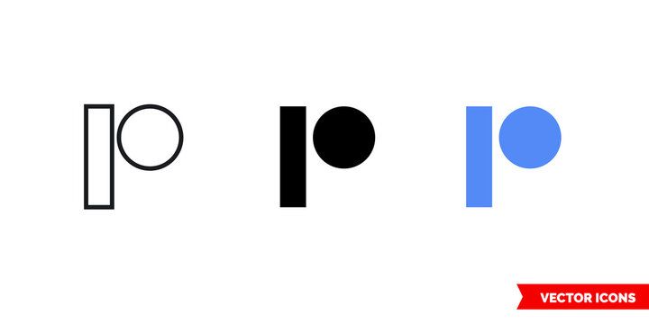 Patreon icon of 3 types color, black and white, outline. Isolated vector sign symbol.